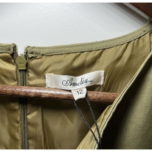 Amelia Career Dress Size 12 Olive Green NWT Casual Office Workwear Career Party - Picture 4 of 5